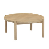 Nathan James Bora Round Outdoor Coffee Table, Farmhouse Wood Coffee Table for Patio or Porch, Solid Acacia Wood Nathan James