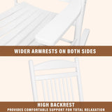 MUPATER Outdoor Rocking Chair Set 3-Piece Patio Wooden Rocker Bistro Set with Foldable Table and Curved Seat, White MUPATER