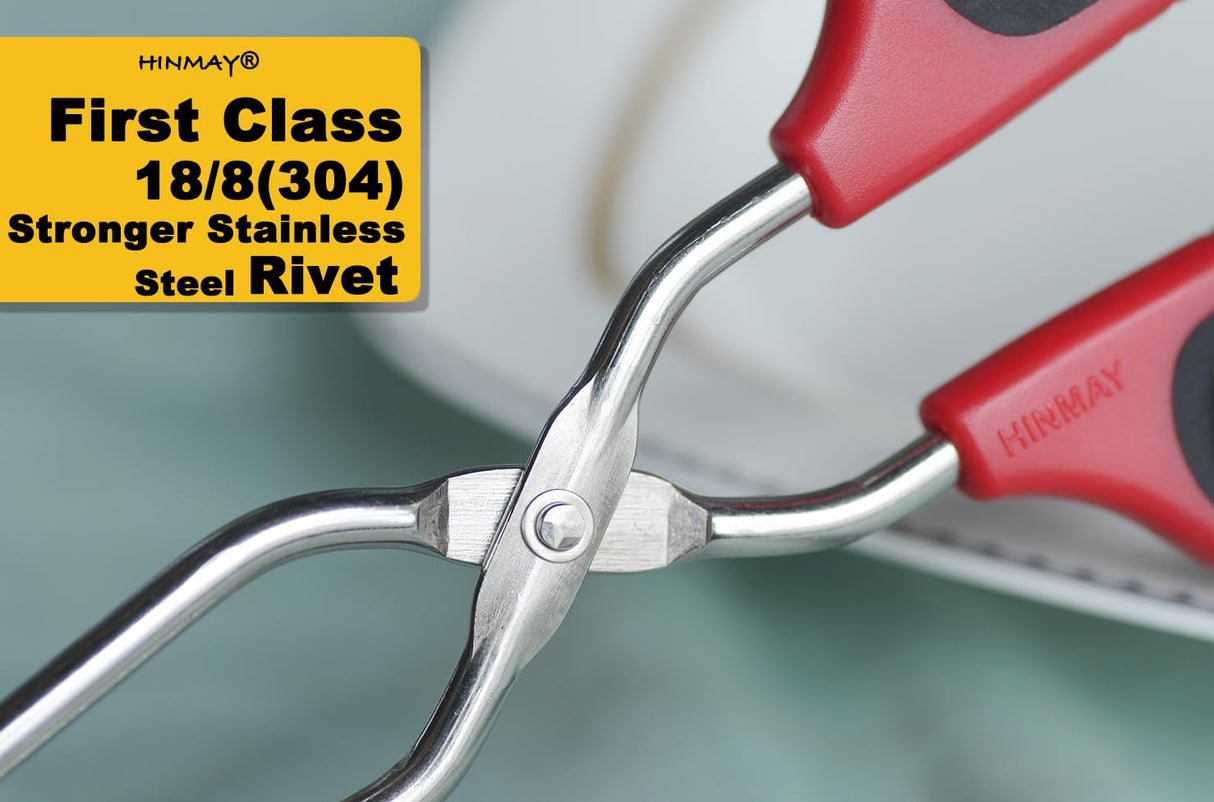 HINMAY Stainless Steel Scissor Tongs 11-Inch and 13-Inch Set, Set of 2 HINMAY