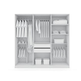 Manhattan Comfort Gramercy 3-Sectional Wood Wardrobe Armoire Closet in White Manhattan Comfort