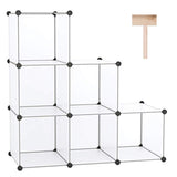 C&AHOME Cube Storage Organizer, 6-Cube Shelves Units, Closet Cabinet, DIY Plastic Modular Book Shelf, Ideal for Bedroom, Living Room, Office, 36.6" L x 12.4" W x 36.6" H Translucent White SBTM3506A C&AHOME