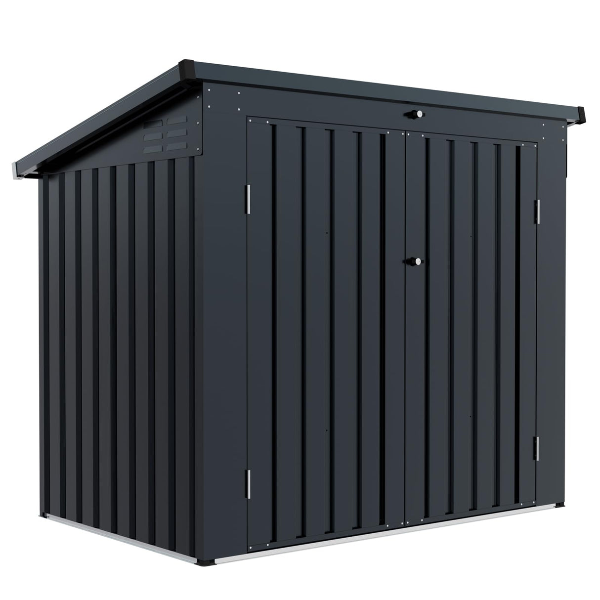 JT Metal Garbage Bin Shed, 65" x 54" x 60" Outdoor Storage Shed with Lockable Door, Waterproof Galvanized Trash Can for Garden Patio, Backyard, Lawn, Black JT