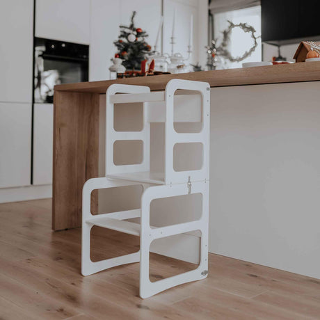 2-in-1 Kitchen tower, Transformable kitchen tower, Kitchen step stool, Weaning table and chair, Kids table and chair Sweet Home From Wood