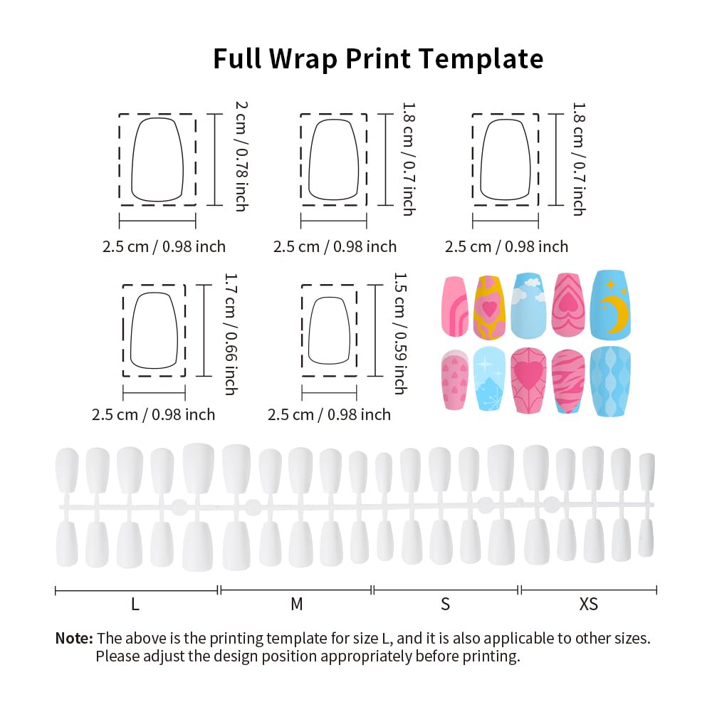 PYD Life 20 Pack 3D Sublimation Press On Nails Short White Blanks Bulk 80 Sets 4 Sizes for Heat Transfer Printing,with 80 PCS Individual PP Bags and Cards PYD Life