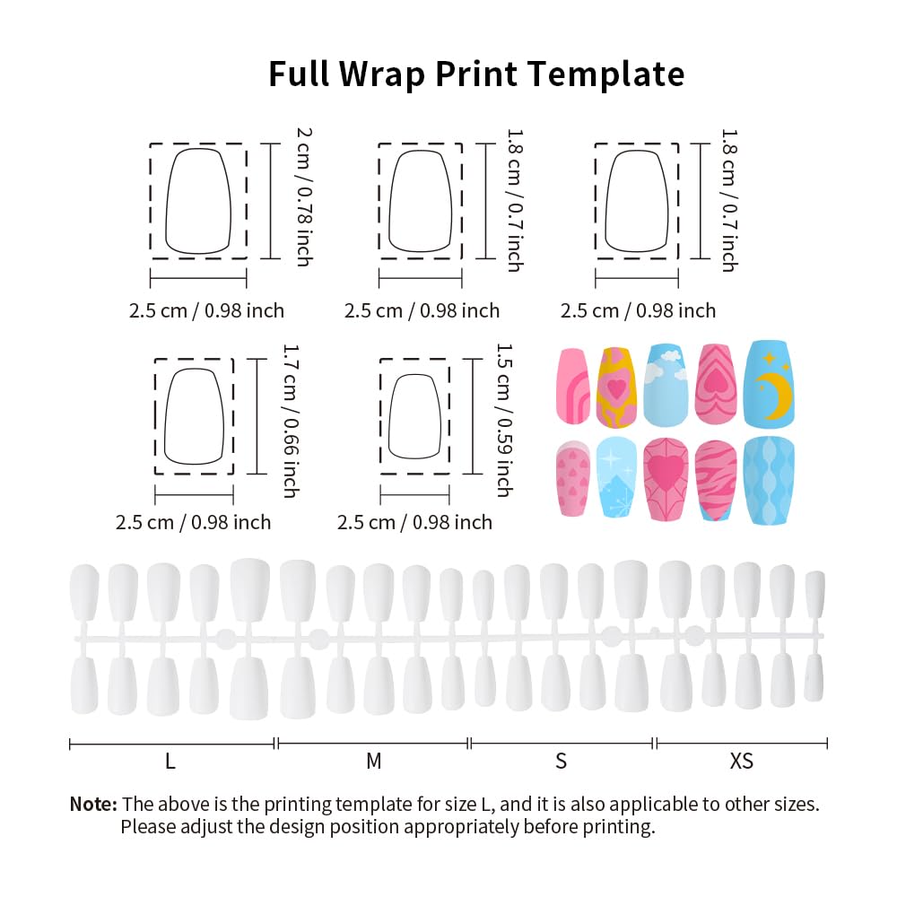 PYD Life 20 Pack 3D Sublimation Press On Nails Short White Blanks Bulk 80 Sets 4 Sizes for Heat Transfer Printing,with 80 PCS Individual PP Bags and Cards