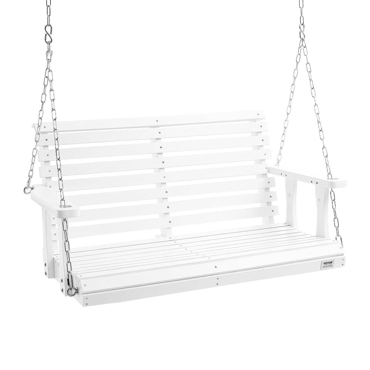 VEVOR Wooden Porch Swing 4 ft, Patio bench swing for Courtyard & Garden, Upgraded 880 lbs Strong Load Capacity, Heavy Duty Swing Chair Bench with Hanging Chains for Outdoors, White VEVOR