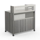 nbf signature series Modern Reception Desk - at Work Mobile Standing Height Checkout Counter Station - 48" W x 30" D Gray Laminate for Front Desk Use and Reception Counter nbf signature series