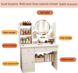 MONGMON Dressing Table,Makeup Table with Drawers, Vanity Desk with Mirror and led Lights,3 Lighting Mode,Makeup Vanity Desk,Multifunctional Makeup Writing Desk for Bedroom (White) MONGMON