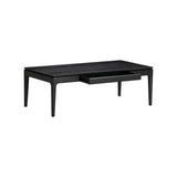 NTC Mingle Modern Wooden Rectangle Coffee Table with Hidden Drawer – Waterproof & Heat Resistant, Burnt Black NTC