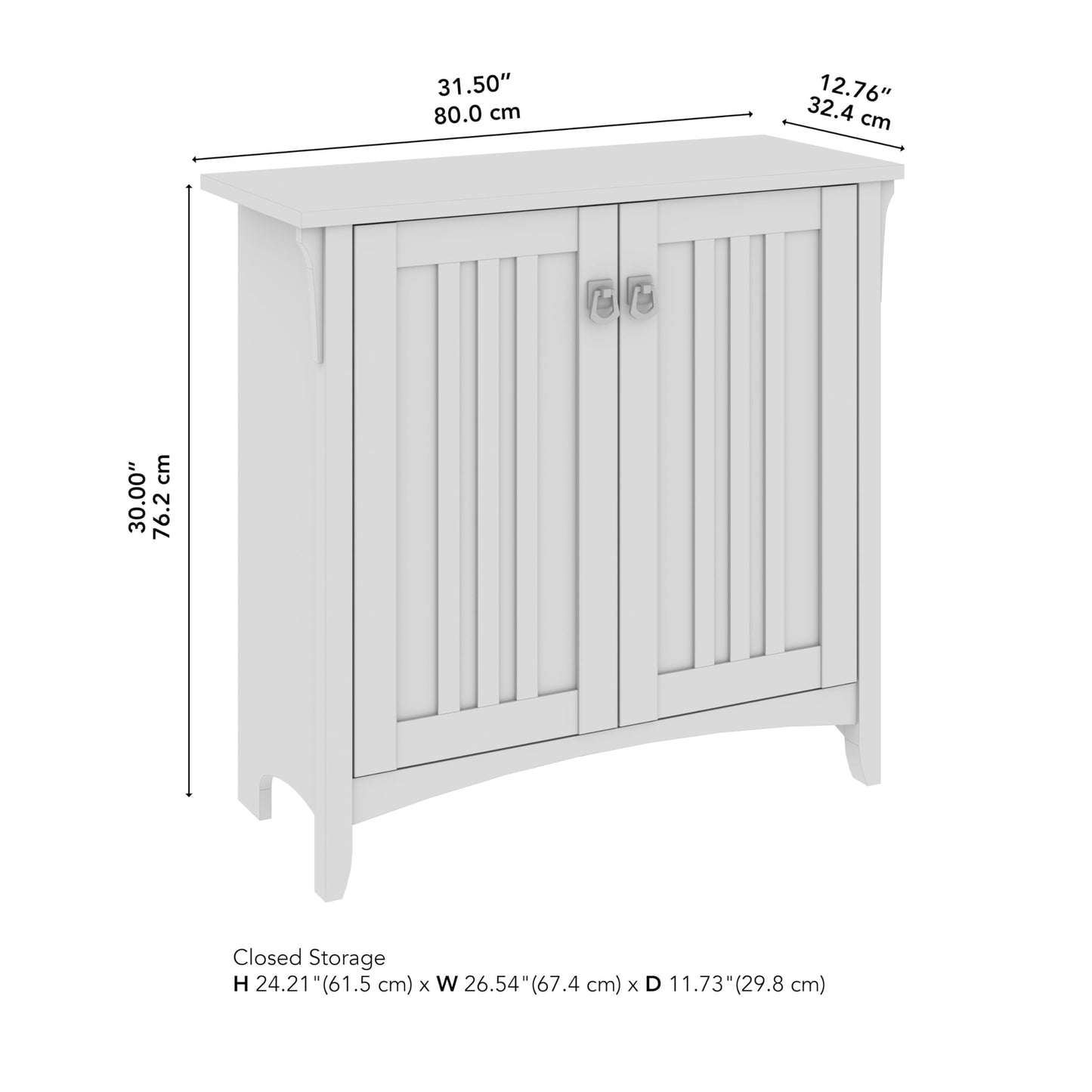 Bush Furniture Salinas Small Storage Cabinet with Doors and Shelves in Cape Cod Gray, 2 Door Accent Chest for Home Office, Living Room, Entryway - WoodArtSupply