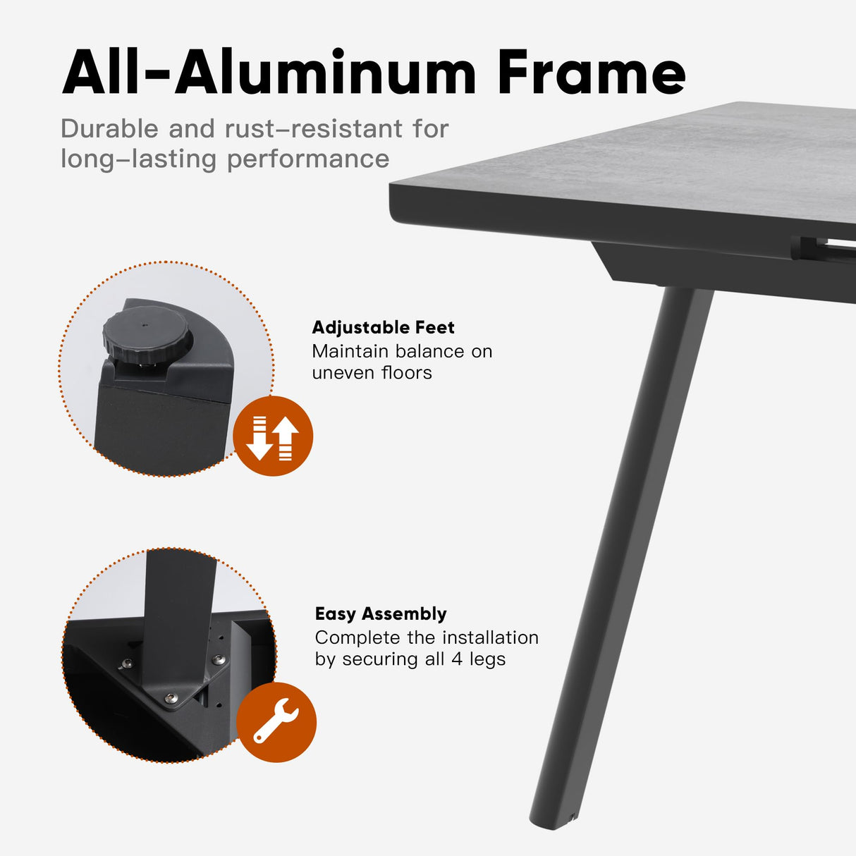 RoyalCraft Patio Expandable Table Dining Set for 4 to 8, Aluminum Outdoor Dining Table, Rectangular Patio Metal Table for Backyard Porch, Deck ＆ Garden, Easy Assembly, 59"- 75", Grey RoyalCraft