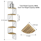 Love-KANKEI Corner Shelf Wall Mount of 5 Tier Rustic Wood Floating Shelves Wall Shelves for Bedroom Living Room Bathroom Kitchen Office and More Carbonized Black Love-KANKEI