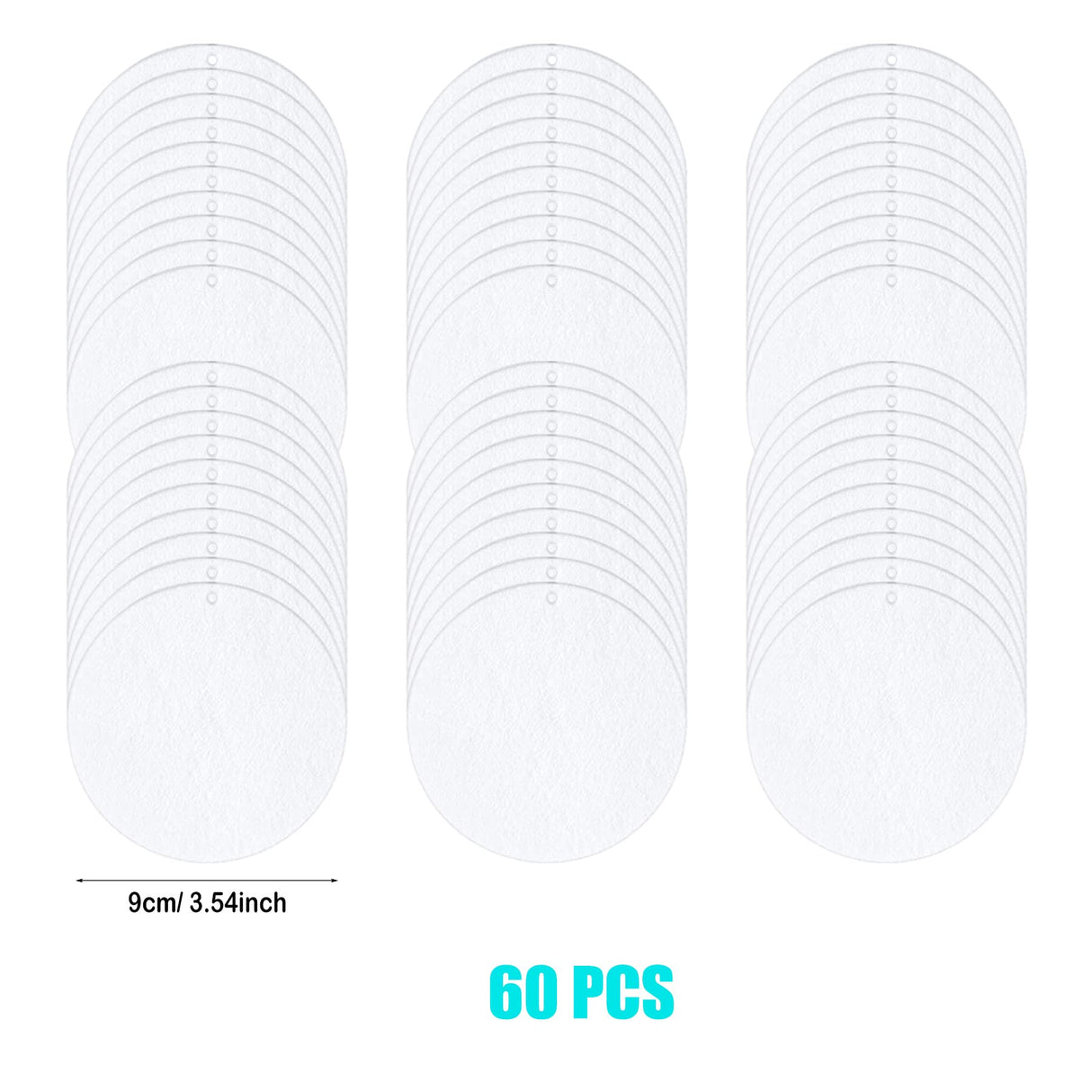 Allazone 120 PCS Sublimation Air Freshener Sheet Set 60 PCS Round Car Scented Hanging Sheets Felt Air Freshener with Rope, Tassel, Wave Bead Chain for Car Home Use and Decor Allazone