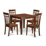 East West Furniture OXCA5-MAH-W Oxford 5 Piece Room Furniture Set Includes a Square Dining Table and 4 Wood Seat Chairs, 36x36 Inch East West Furniture