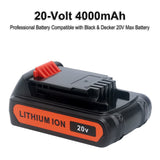 Biswaye 2-Pack 4.0 Ah 20V Lithium Battery LBXR20 Compatible with Black and Decker 20V Max Battery LBXR2520 LBXR2020 LB2X3020 LBX20 LB2X4020 LBX4020 and LST522 LHT2220 LST300 20-Volt Max Tools Biswaye