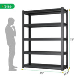 CBCNWR 72''H Garage Storage Shelves, 2500LBS Steel Heavy Duty Storage Shelves, Adjustable 5-Tier Metal Shelf Rack, Heavy Duty Shelving for Garage,Warehouse,Basement,Pantry–Black 35" W x15.7 D x72 H CBCNWR