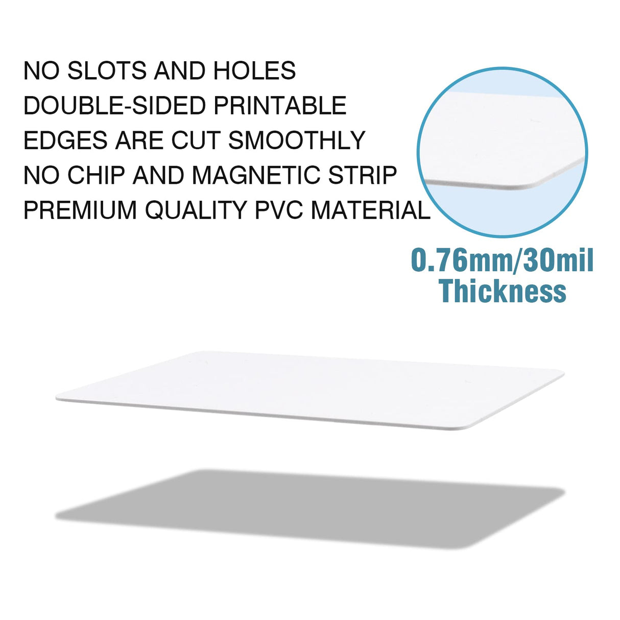 20 Pack Premium Blank PVC Cards, CAETOUNG CR80 30 Mil Graphic Quality White Plastic Cards for Photo ID Badge Printers CAETOUNG