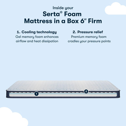 Serta Sleeptrue Firm 6" Twin Memory Foam Mattress in a Box, Cooling, Breathable, and Pressure Relieving - 100 Night Trial, CertiPUR-US Certified and 10 Year Limited Warranty