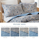 Comfort Spaces Valerie Boho Quilt Set Twin/Twin XL Blue - Soft Reversible Watercolor Medallion Bedding, Lightweight All Season Bedspread for Kids Teens Dorm Guest Room Comfort Spaces