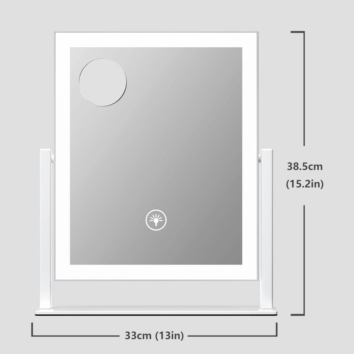 Gvnkvn 15.2" Lighted Makeup Mirror Hollywood Vanity Mirror with Lights, Three Color Modes,Detachable 10X Magnification Mirror, Smart Touch Control, 360°Rotation White Gvnkvn