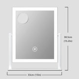 Gvnkvn 15.2" Lighted Makeup Mirror Hollywood Vanity Mirror with Lights, Three Color Modes,Detachable 10X Magnification Mirror, Smart Touch Control, 360°Rotation White Gvnkvn