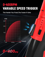 Tarlido 3/8" Electric Ratchet Wrench, 4" Extended 40 Ft-Lbs 400 RPM 12V Cordless Battery Powered Ratchet Wrench Set with LED Light, Including 2 Batteries, 11 Sockets and Fast Charge Tarlido