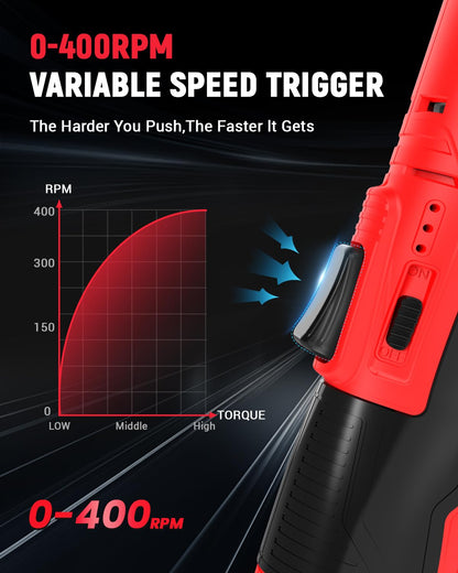 Tarlido 3/8" Electric Ratchet Wrench, 4" Extended 40 Ft-Lbs 400 RPM 12V Cordless Battery Powered Ratchet Wrench Set with LED Light, Including 2 Batteries, 11 Sockets and Fast Charge - WoodArtSupply