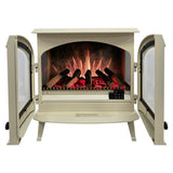Modern Ember Harlowe Freestanding Electric Fireplace Stove Heater in Cream with Multi-Color Ember Bed | Smart Technology | Alexa/WiFi Enabled | 1500W | Indoor Portable Heater | Safety Shutoff Modern Ember