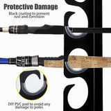 Wall or Ceiling Fishing Rod Storage Rack Vertical Horizontal Holder with 16 Capacity Fishing Rods Reels Mounted Roof Carrier Hooks Hanger for Garage Cabin and Basement Gear Accessories HangEase