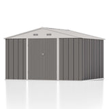 Patiowell 10 x 8 FT Outdoor Storage Shed, Large Garden Tool Metal Shed with Sloping Roof and Double Lockable Door, Outdoor Shed for Backyard Garden Patio Lawn,Grey Patiowell