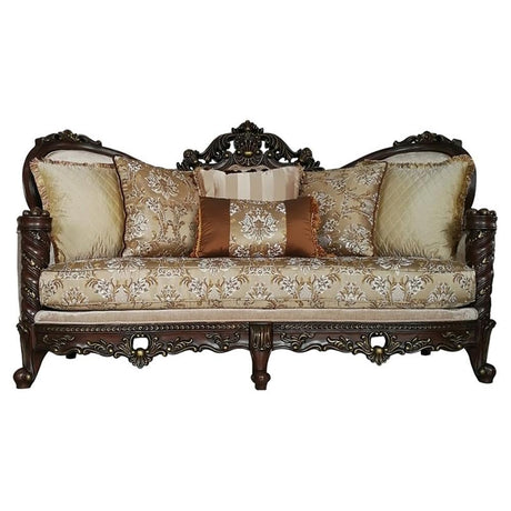 Acme Devayne Traditional European Sofa with Queen Anne Legs in Dark Walnut Acme