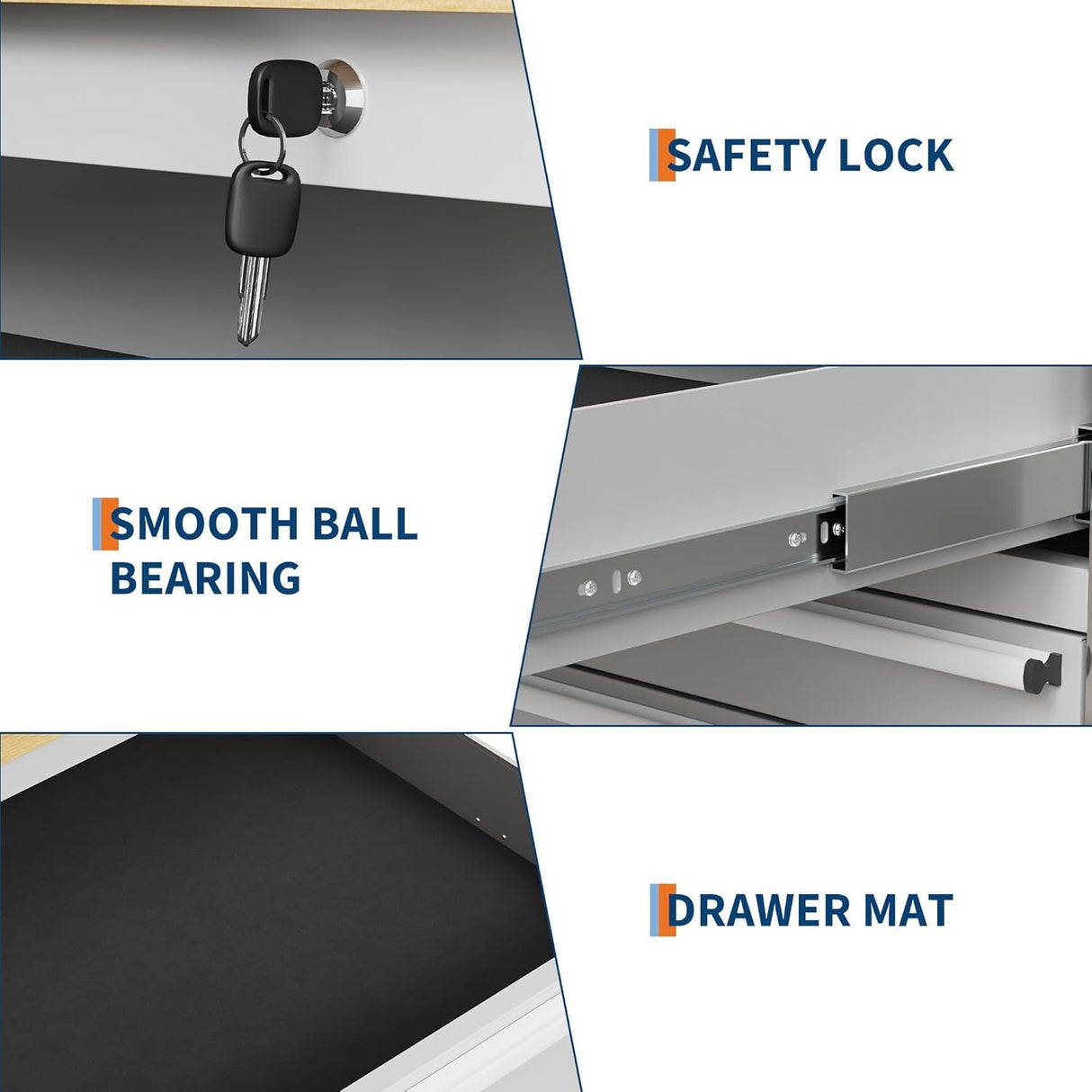 Rolling Tool Chest with Power Strip & Rubber Wood Top - 96 Inch Garage Workbench, Drawer Storage Cabinet Tool Box, Mobile Workstation SLEKVERSA