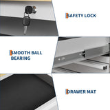 Rolling Tool Chest with Power Strip & Rubber Wood Top - 96 Inch Garage Workbench, Drawer Storage Cabinet Tool Box, Mobile Workstation SLEKVERSA