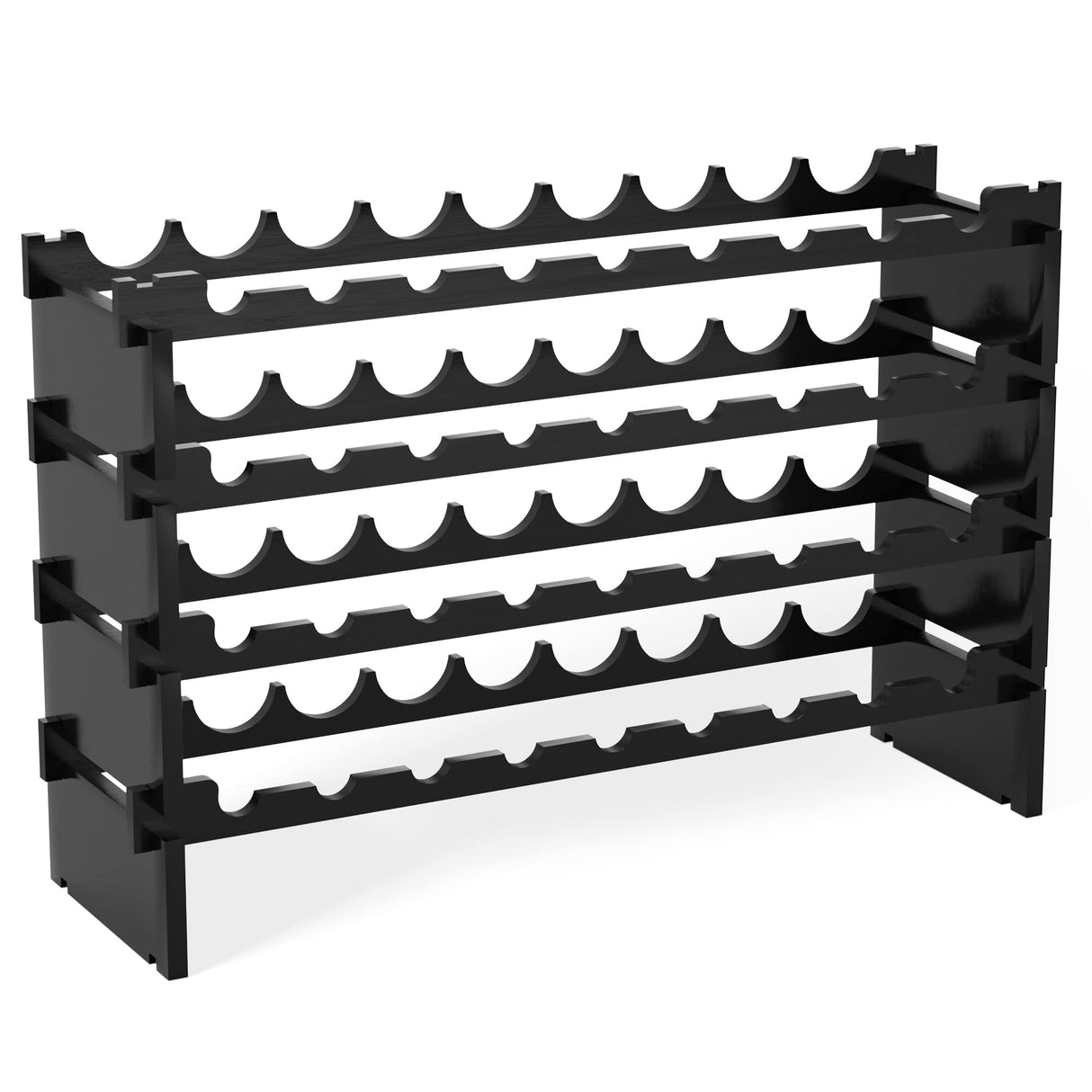 Domax Wine Rack Freestanding Floor - 4 Tiers Stackable Wine Rack 36 Bottle Wine Bottle Holder， Bamboo Wine Holder Wine Storage for Kitchen, Bar, Pantry, Wine Cellar and Countertop (Black) Domax