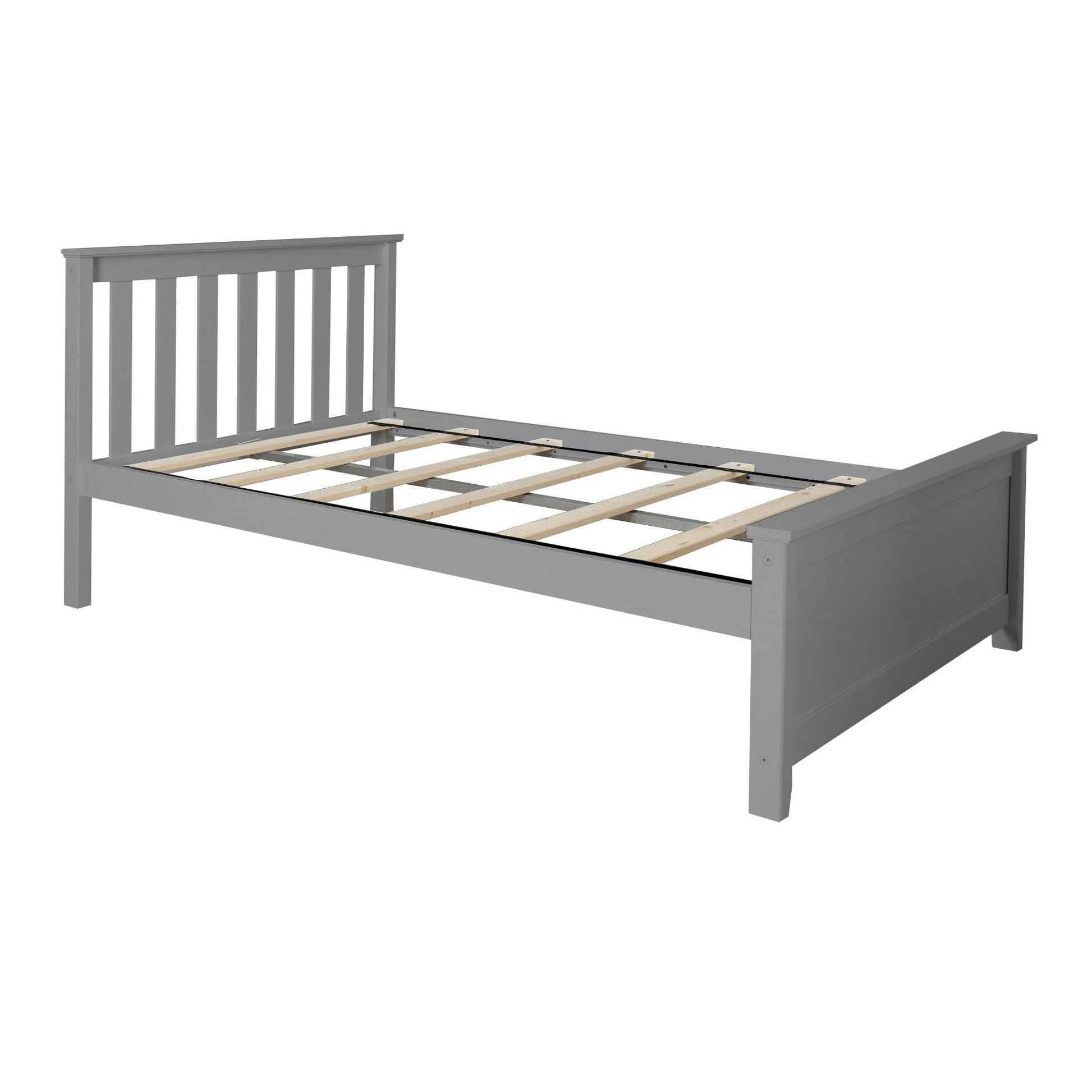 Max & Lily Twin Bed Frame with Slatted Headboard, Solid Wood Platform Bed for Kids, No Box Spring Needed, Easy Assembly, Grey - WoodArtSupply