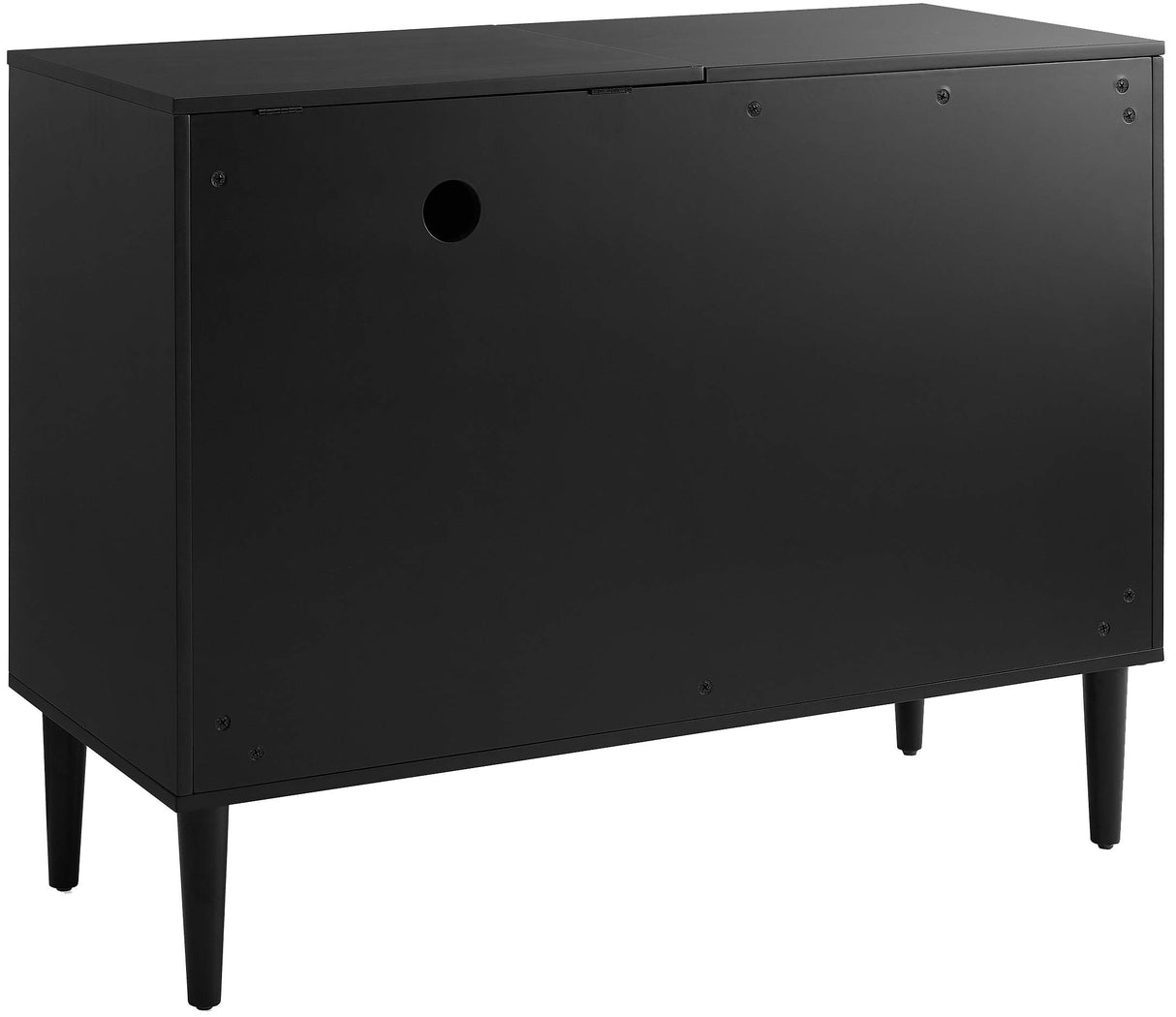 Crosley Furniture Everett Media Console and Record Player Stand with Storage for Vinyl Records, Matte Black Crosley Furniture