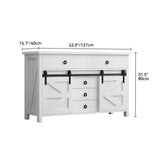 YITAHOME 54" Farmhouse Dresser for Bedroom, Large Modern Chest of Drawers, Wood Rustic Dresser TV Stand with 5 Drawers & 2 Sliding Barn Doors for Living Dining Room, Entryway, Hallway YITAHOME