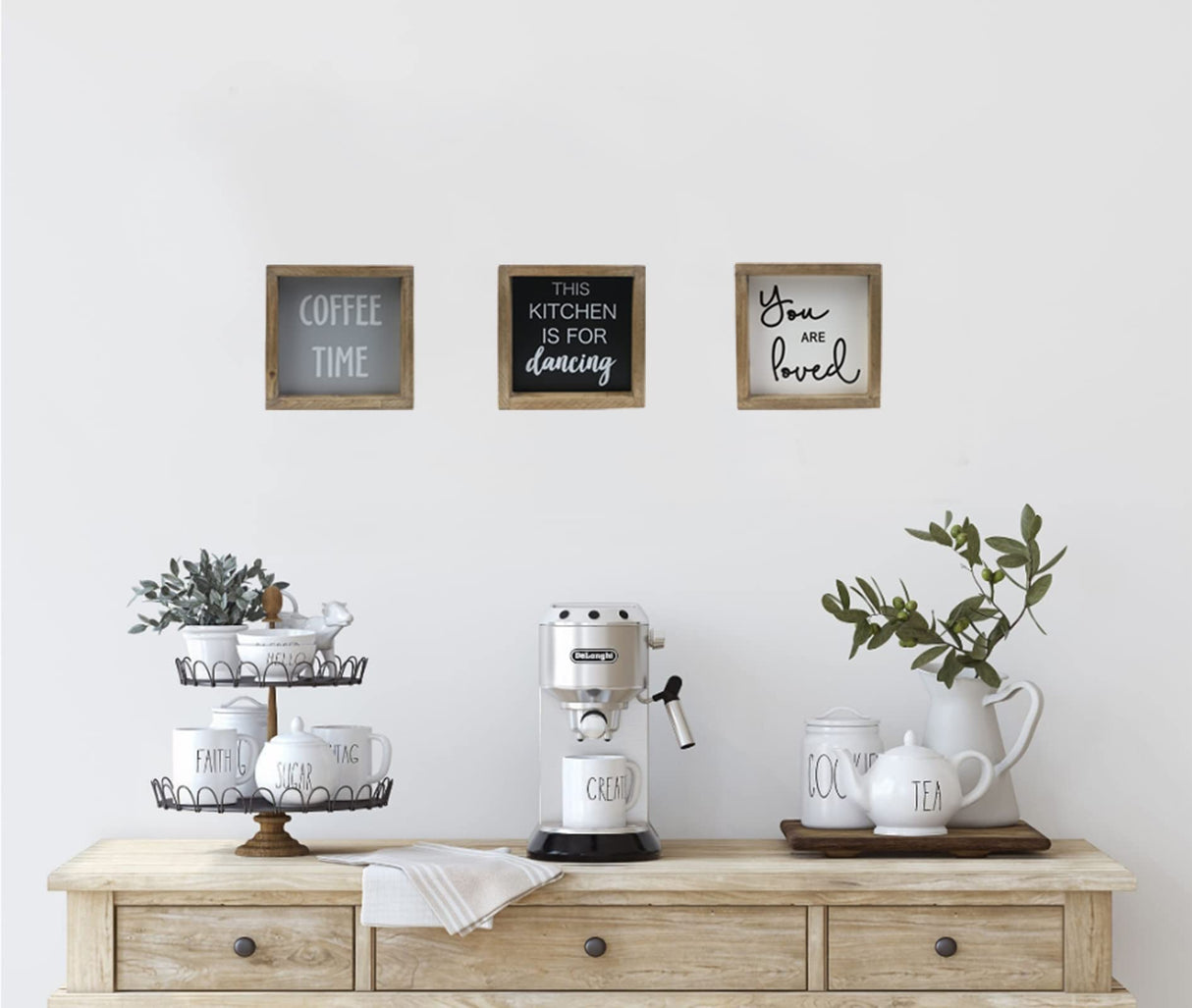 Joy Choice 8x8inch Kitchen Signs Wall Decor Farmhouse, You Are Loved Wooden Signs Personalized, Home Table Sign With Solid Wood Frame. Joy Choice