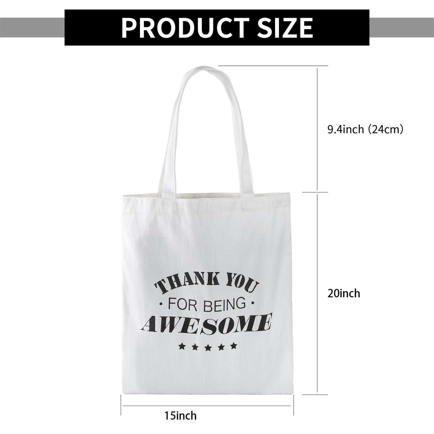 YOUKE OLA 20 Pack Sublimation Canvas Tote Bags Bulk Reusable Blank Large Canvas Tote Bags Washable Polyester Grocery Bags for Decorating and DIY Crafting 15x20 Inch, White