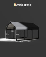 12 x 13 FT Metal Carport, Heavy Duty Carports Reinforced Frame and Steel Roof, All-Weather Shelter Canopy for Pickups, Boats, Cars, and Tractors KYBOLT