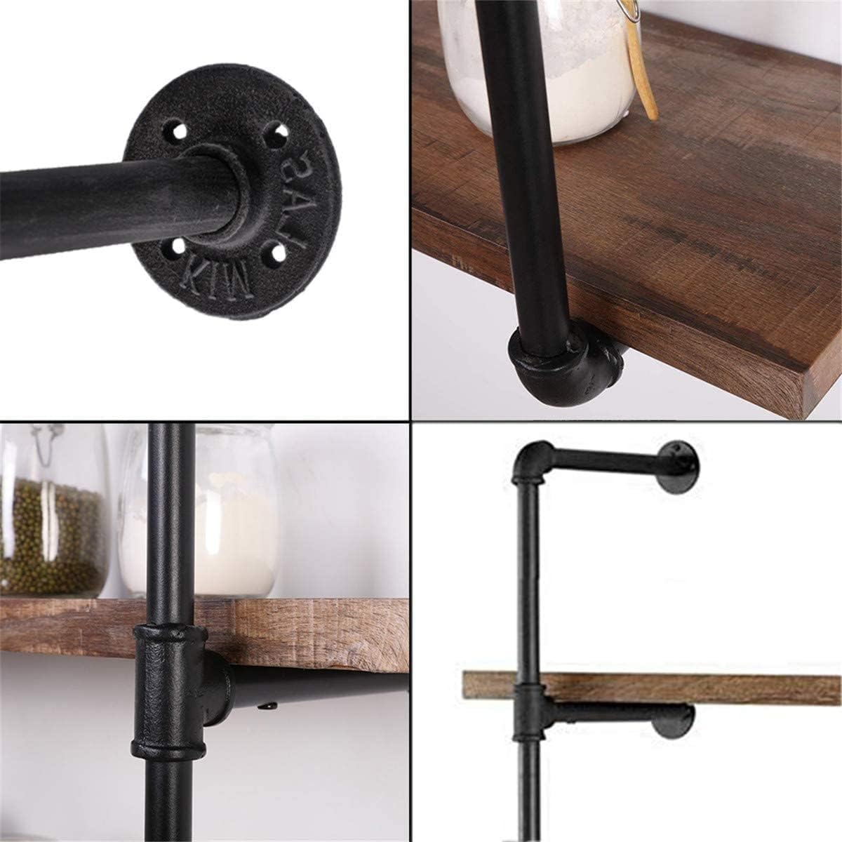 Industrial Iron Pipe Shelves, 3 Set 5-Tier, 68" Tall, 12" Depth, DIY Open Bookshelf Bookcase, Wall Mounted Vintage Retro Shelving, Rustic Farmhouse Pantry Kitchen Storage, Black Shelf Brackets Kaler
