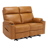 PALLOME Power Recliner Loveseat, Electric Reclining Sofa with USB & Type-C Ports, Wall Hugger Recliner with Extended Footrest, Loveseat Couch for Living Room, RV (Brown) PALLOME