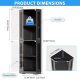 BROTTAR 65" Corner Glass Display Cabinet with LED Lights, 4-Tier Showcase Display Case with Glass Doors & Human Body Sensor for Collectibles, Liquor, Black BROTTAR
