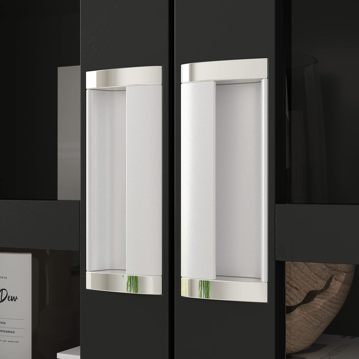 ECACAD 5-Tier Black Bookcase with Acrylic Doors for Versatile Storage and Display ECACAD