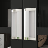 ECACAD 5-Tier Black Bookcase with Acrylic Doors for Versatile Storage and Display ECACAD