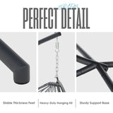 Brafab Swing Egg Chair, Hammock, Hanging Chair, Aluminum Frame and UV Resistant Cushion with Steel Stand, Indoor Outdoor Patio Porch Lounge Bedroom Hand Made Wicker Rattan, 350LBS Capacity Brafab