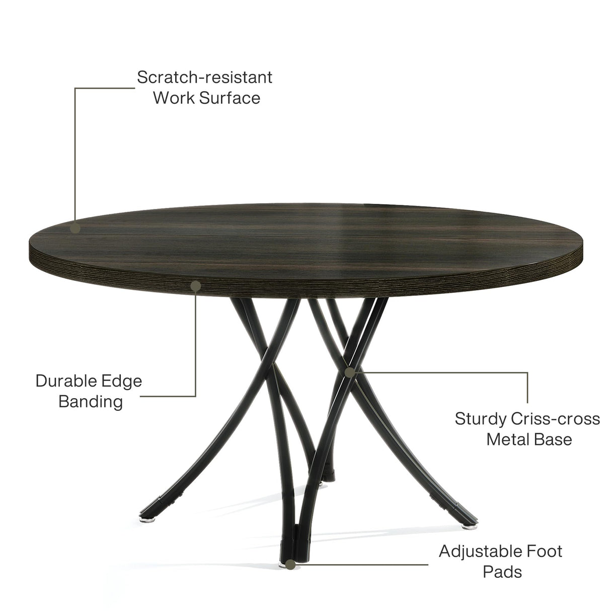 Tribesigns 47" Round Conference Table, Modern Business Meeting Table for Office Conference Room (Black) Tribesigns