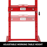 TUFFIOM 12-Ton Hydraulic Shop Press with Press Plates, H-Frame Garage Floor Press, Adjustable Working Table Height, 24.8”L x 15.35”W x 51.4”H TUFFIOM