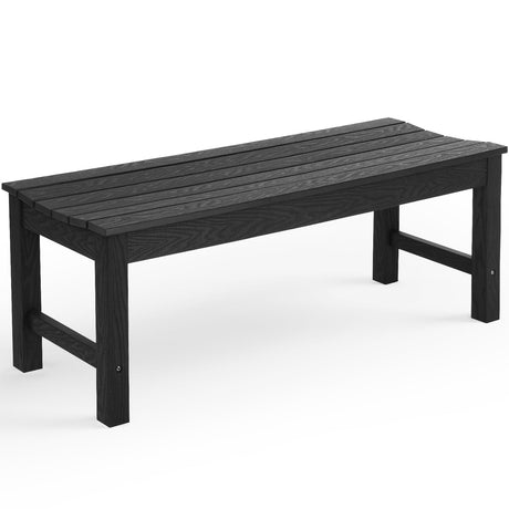 Stoog Outdoor Bench, 2-Person Patio Backless Bench, All-Weather HIPS Garden Bench, Never Rot or Fade, for Backyard, Porch, Patio, Deck, and Entryway, Black Stoog