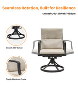 SEEHILL 9 Pieces Outdoor Dining Set, Aluminum Patio Dining Set for 8, Patio Table and Chairs Set with 2 Swivel Rocker Chairs, Patio Furniture Set with Umbrella Hole for Decks, Garden, Lawn, Gunmetal SEEHILL